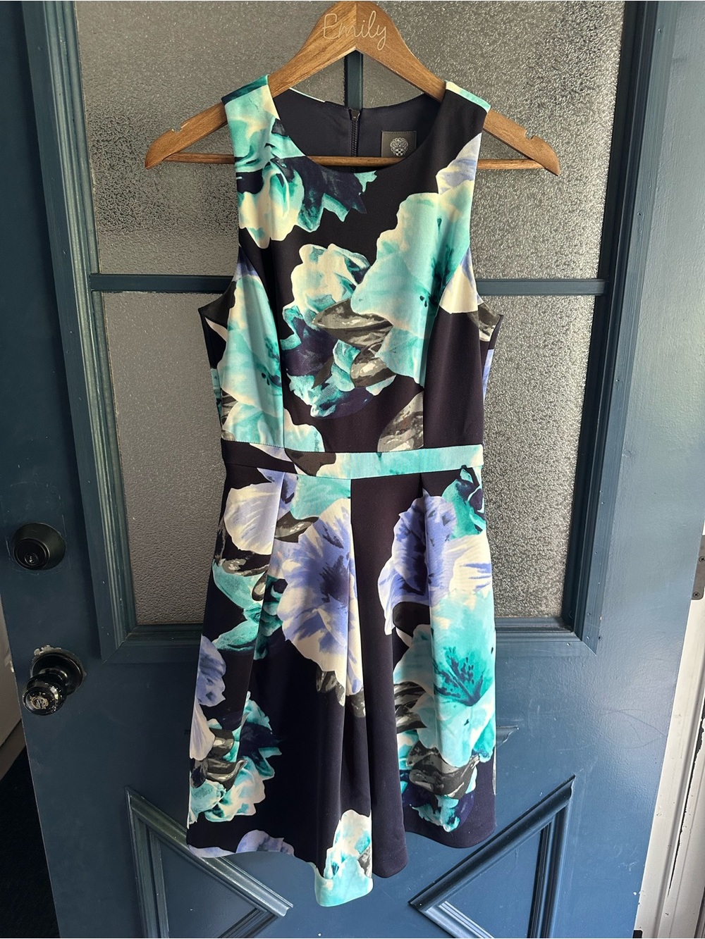 Vince Camuto Black Floral Print Dress